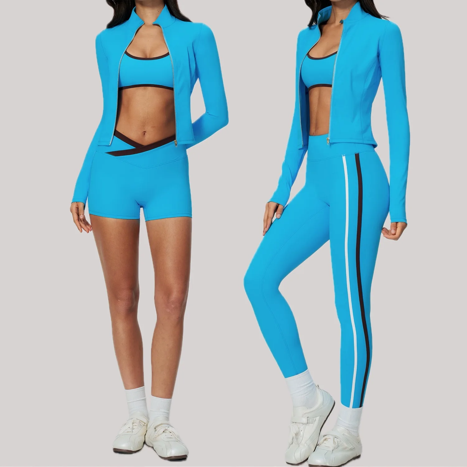 3pcs-yoga-suit-sports-gym-set-contrast-color-women-tracksuit-workout-clothes-long-sleeve-sport-bra-high-waist-legging-shorts-set