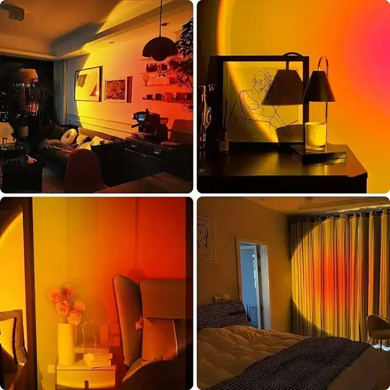 USB Sunset โคมไฟ Sunset Ambiance Night Light โปรเจคเตอร์โคมไฟสําหรับห้องนอนบรรยากาศ Light Wall Decor ของขวัญ