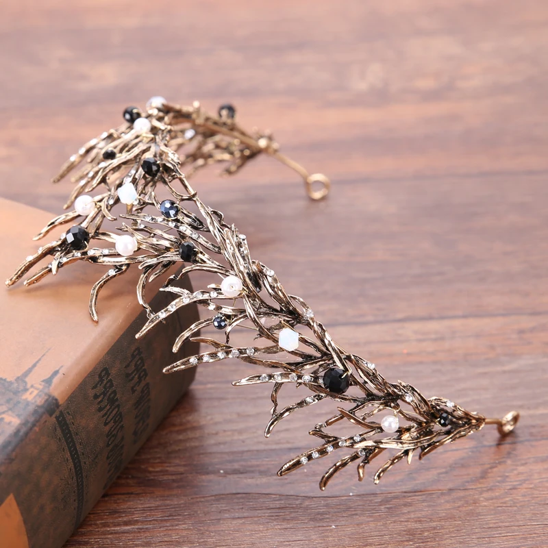 Vintage Wedding Crown Pearl Rhinestone Crystal Crown Headdress Bridal Crown Hair Accessories Queen Crown Wedding Headdress Gift image 6
