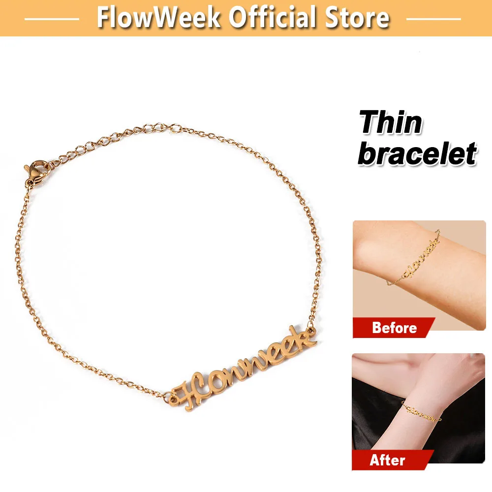 FlowWeek Minimalist  Adjustable Bracelets Gold Color Stackable For Women Thin Chain Bracelets Jewelry Gifts