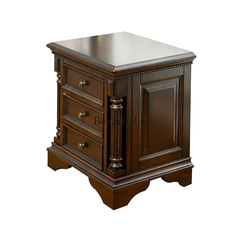 

yj58 American-Style Solid Wood Mild Luxury Retro Country Bedroom Bedside Table Household Storage Storage