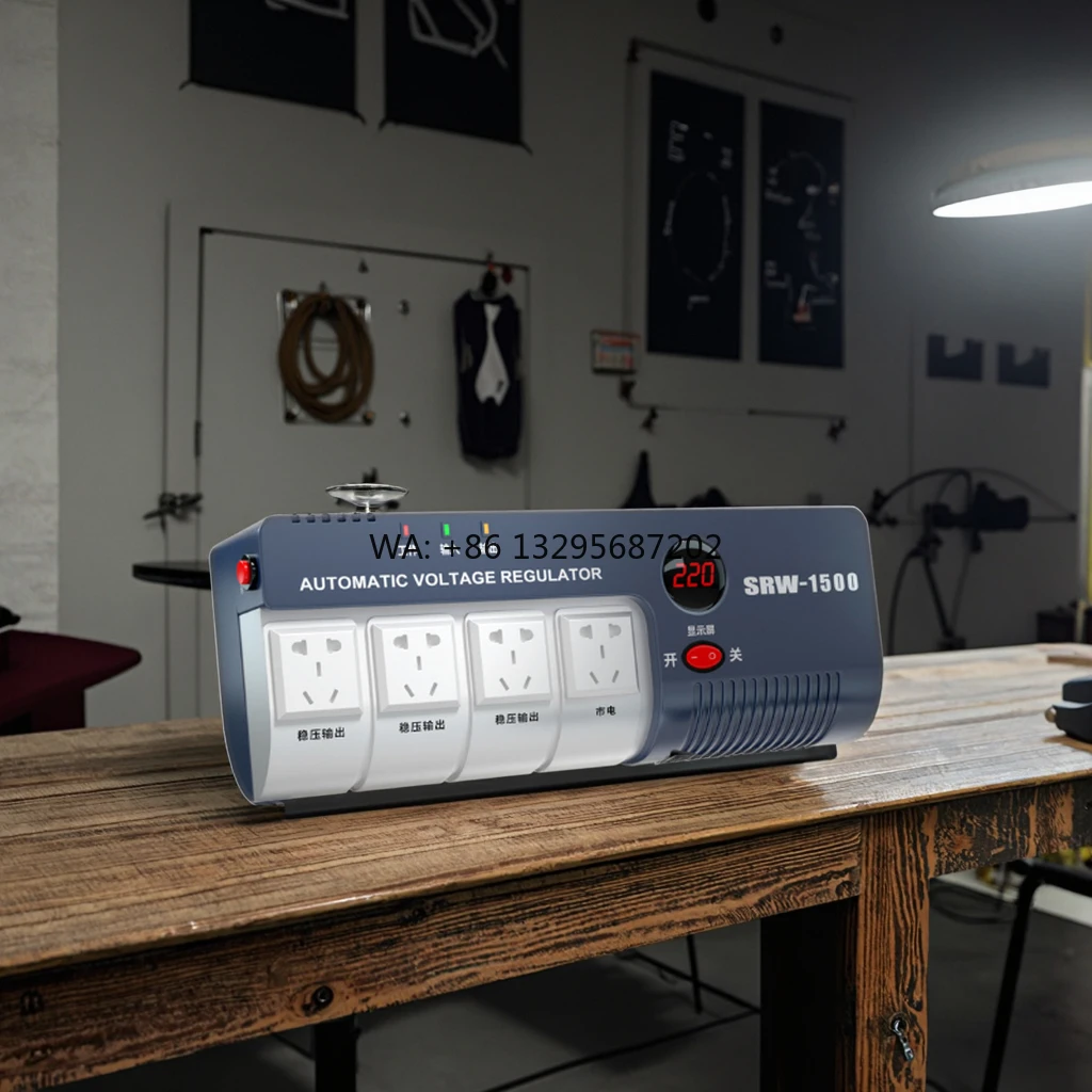 

SRW 1500W Portable Socket Voltage Regulators/stabilizers Single Phase Relay LCD Display Multi-function 110V 220V Socket Home Use