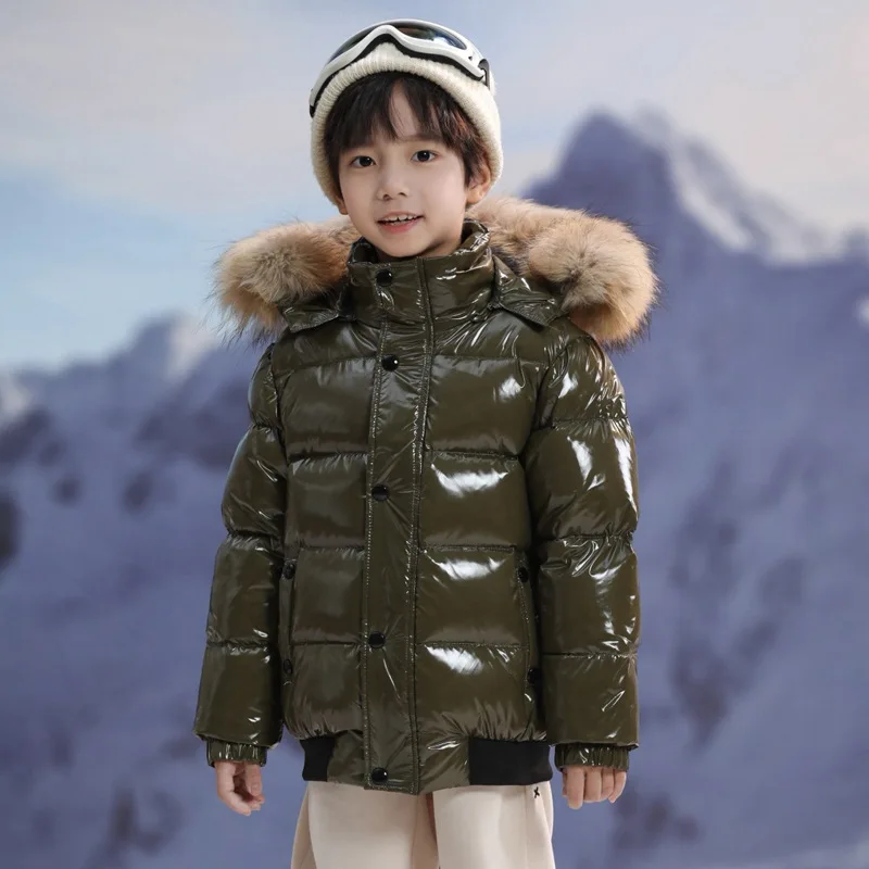 IYEAL   Kids Boys Girls Short Wash-Free White Duck Down Jacket Winter Fashion Thickened Hooded Coat Children's Down Jacket