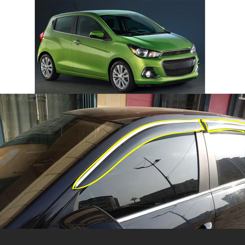 

Car Sticker Plastic Window Glass Wind Visor Rain/Sun Guard Vent For CHEVROLET Spark 2010 2011 2012 2013 2014 2015 2016 2017 2018