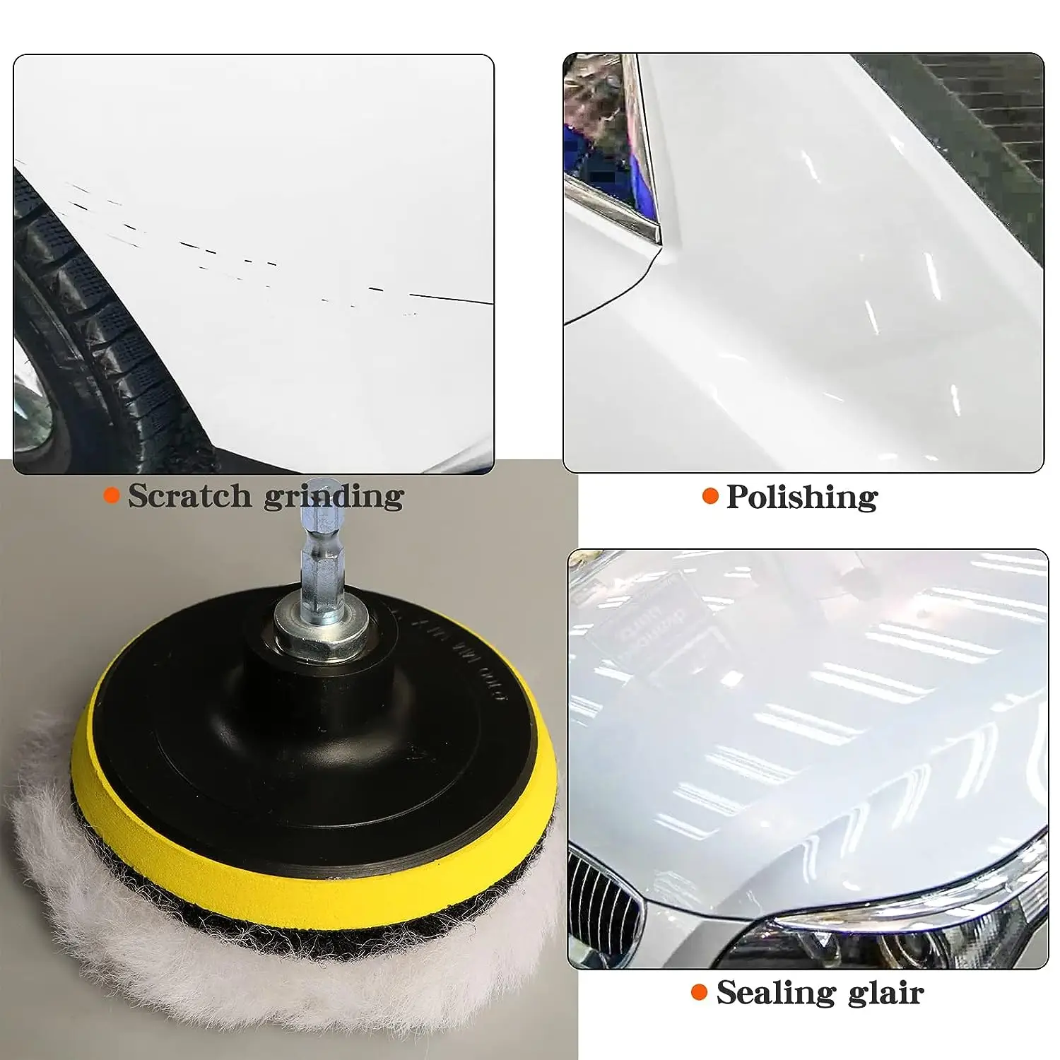 

9 шт., 4/6 дюймов, набор полировальных подушечек из натуральной шерсти, полировальное колесо для ремонта кузова автомобиля, полировка и вощение