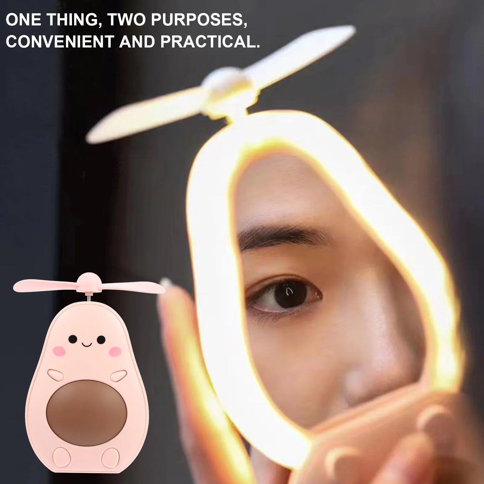 

1Set Compact Folding Makeup Mirror Rechargeable Fan Portable Handheld Mirror Multifunctional Mini Air Cooler Travel