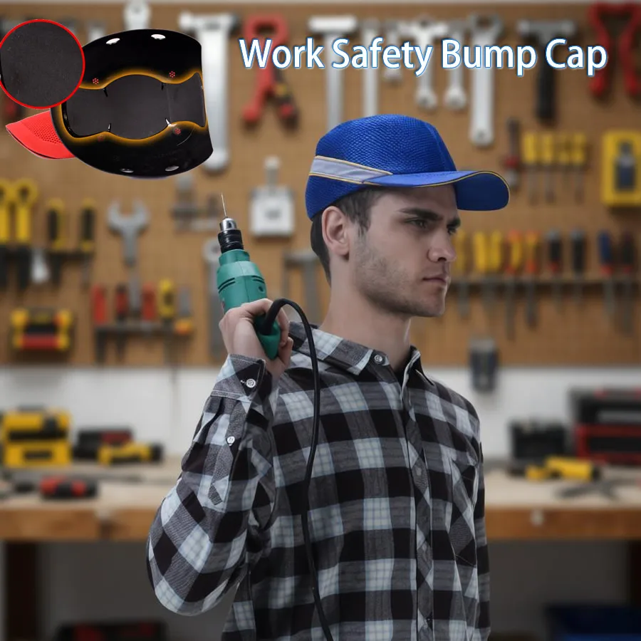 

Summer Mesh Cloth Bump Cap Anti-collision Safety Baseball Hat Hard Inner Shell Helmet Head Protection For Work Factory Repairing