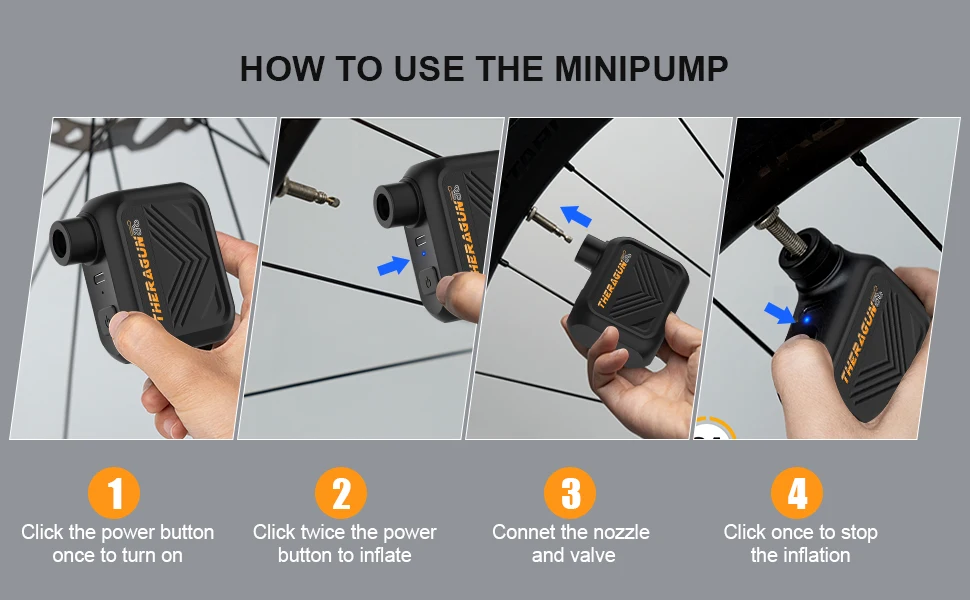 Mini Tragbare Elektrische Luftpumpe Wiederaufladbare Fahrradpumpe, Typ-C Fahrradzubehör für Schrader- und Presta-Reifen – Detail 4