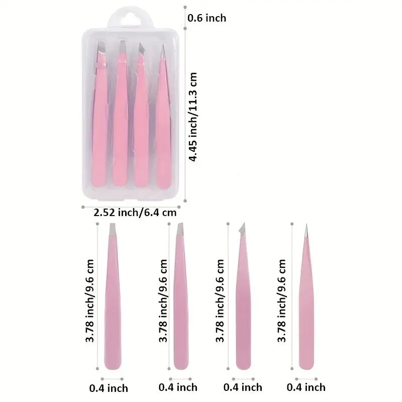 4pcs Eyebrow Tweezers Set Professional Tweezers For Eyebrows Great Precision For Facial Hair Splinter And Ingrown Hair Removal F