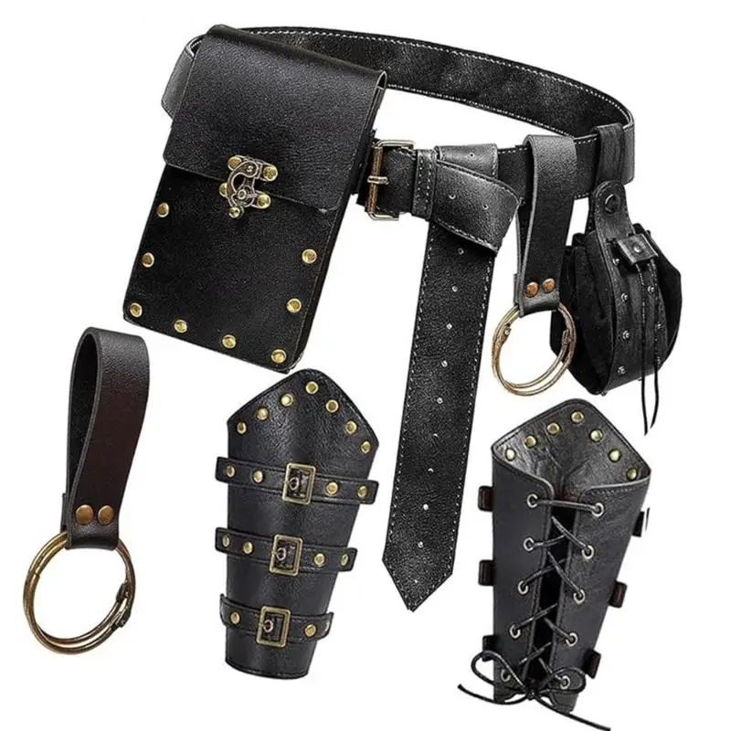 39BD Steampunk-Gürtel-Handytasche-Set, 5-teilig, multifunktionales Vintage-Zubehör – Detail 8
