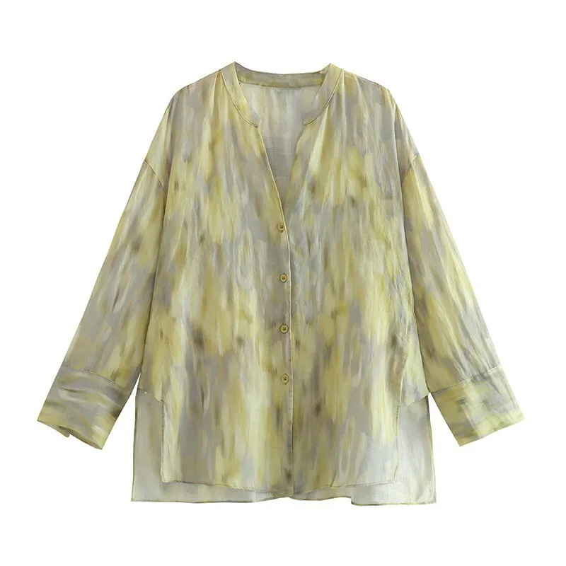 VIBE – ensemble chemise ample en coton et lin imprimé et pantalon Long imprimé, nouvelle mode automne