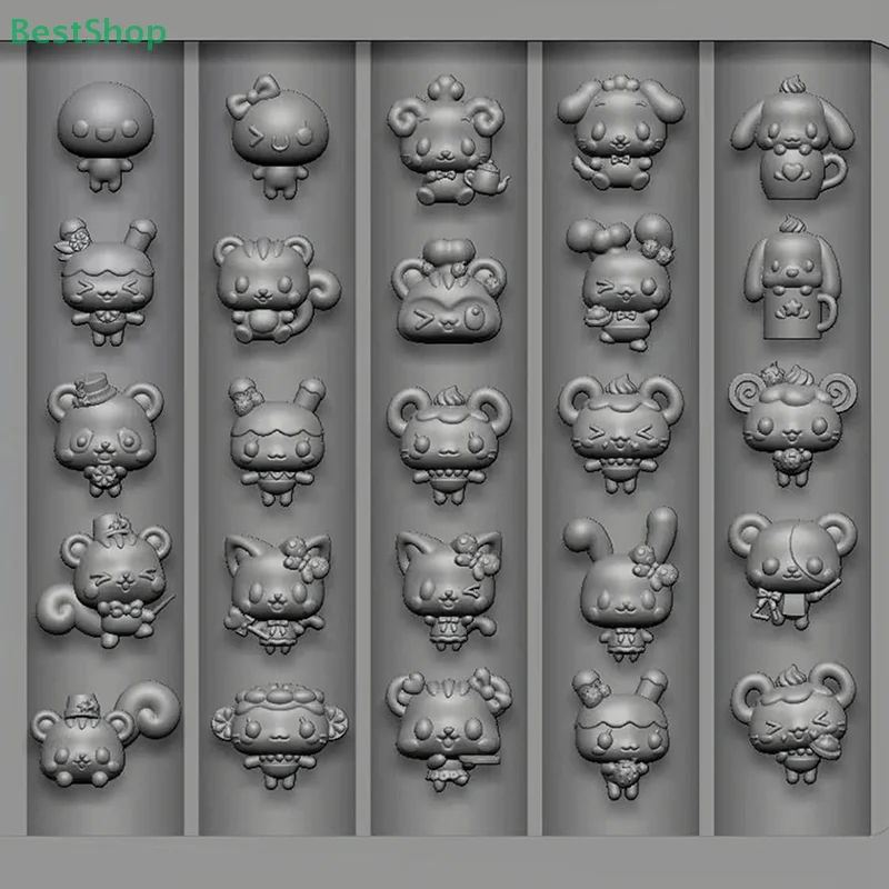 ♥ Cartoon Tier Kaninchen Katze Hund Relief Nail art Silikon Form 3D Carving Vorlagen DIY Nail art Dekor