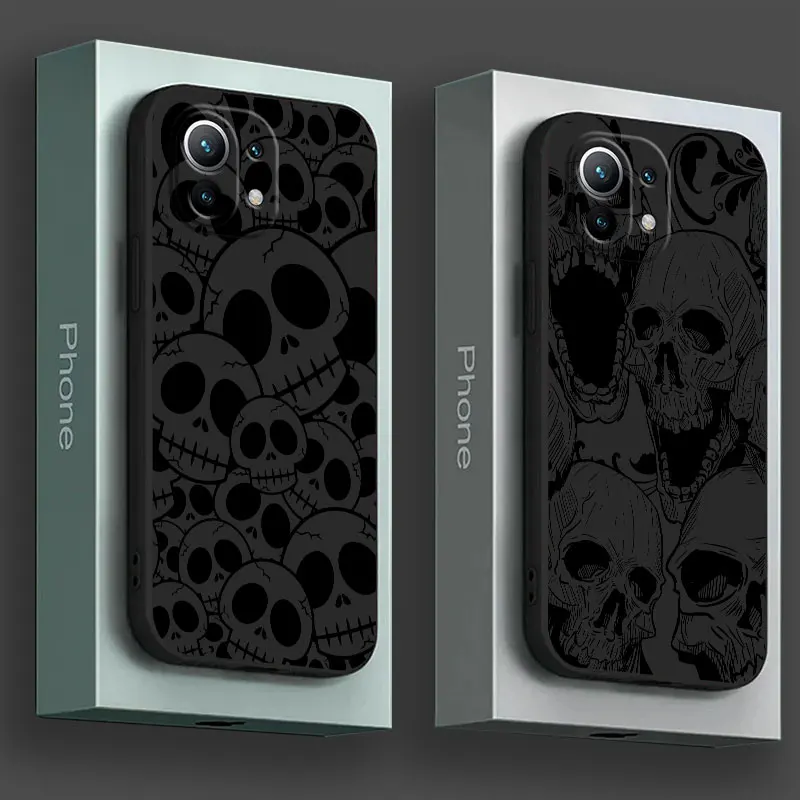 

Cute Classic Halloween Bone Skull Phone Case For Xiaomi Mi 14T 13T 12T 11T 10T Pro 15 Ultra Poco X7 F7 Pro X3 X5 X6 M7 F6 Cover
