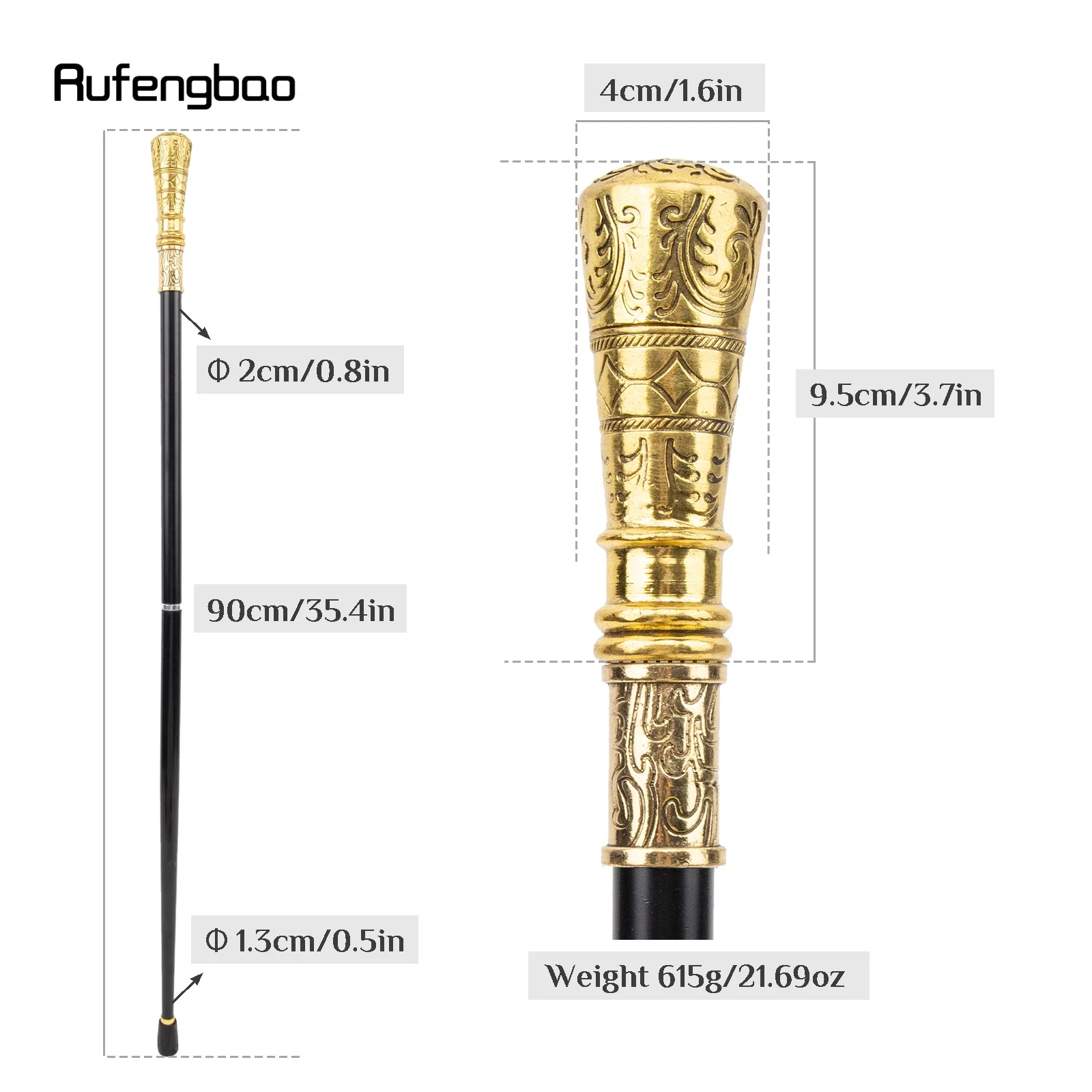 Golden Flower Walking Cane Fashion Decorative Walking Stick Gentleman Elegant Cosplay Cane Knob Crosier 90cm