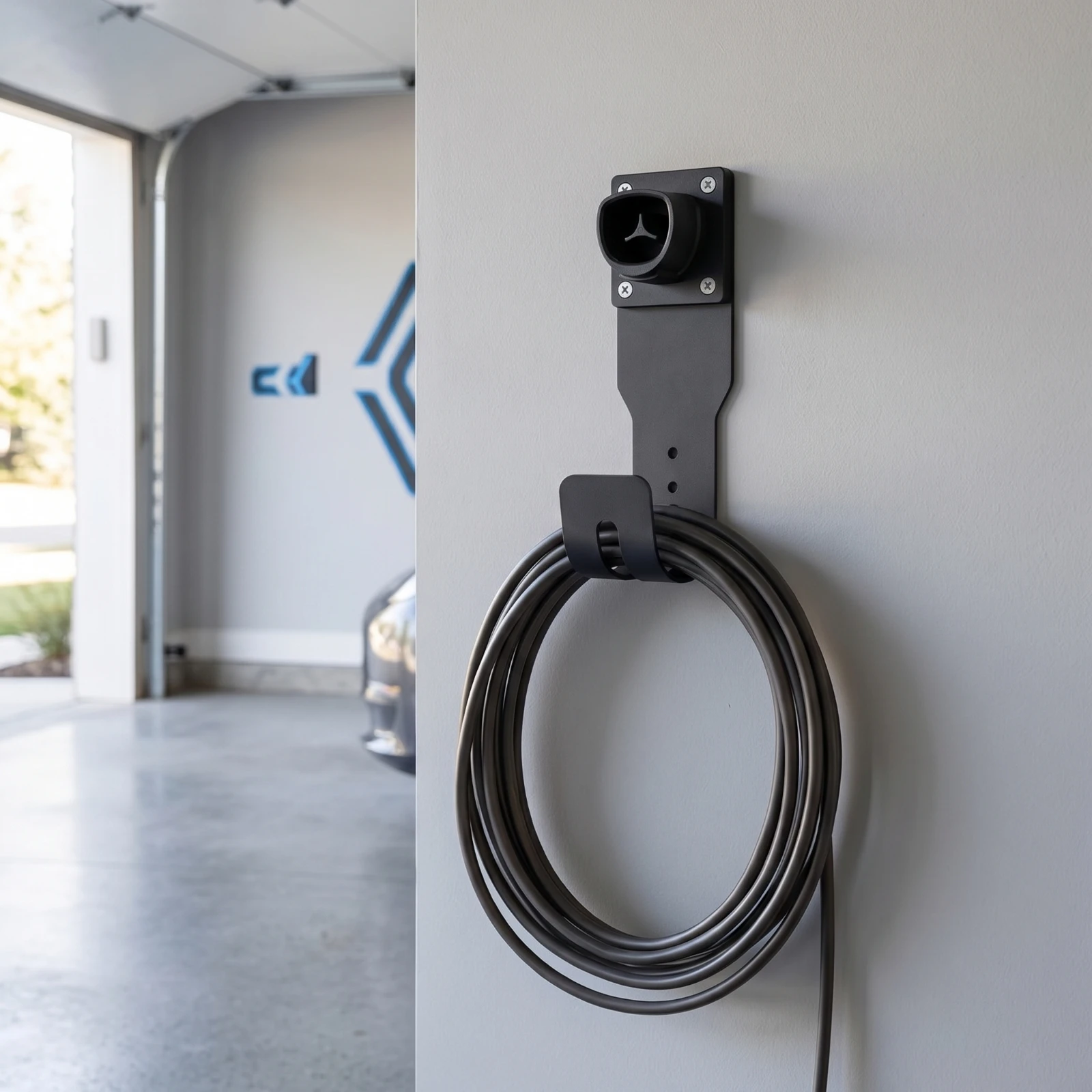EV Charger Holder with Cable Hook Space-Saving Charging Holder Wall Mount Charging Bracket Heavy-Duty Dock Secure