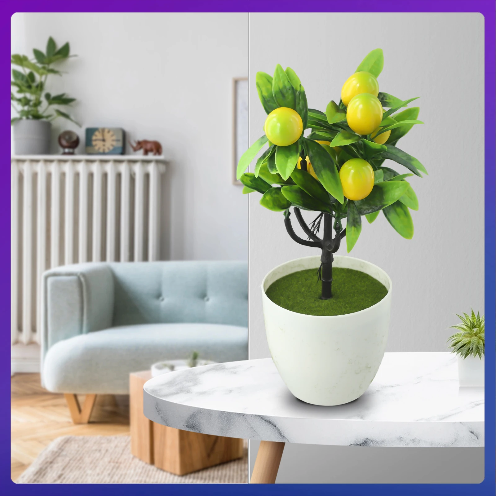 Plantas artificiales de limón en maceta, flor falsa para fiesta en casa y decoración de jardín, árbol de limón falso, bonsái, Planta Artificial de escritorio