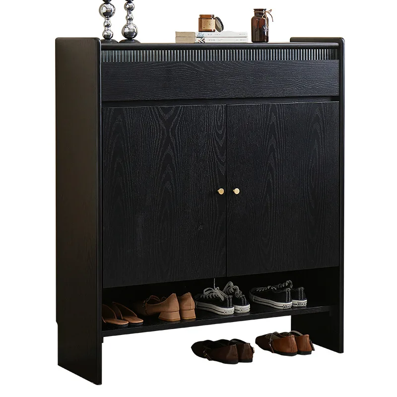

Nordic solid wood shoe cabinet, large-capacity entrance cabinet at home door, retro small apartment storage locker