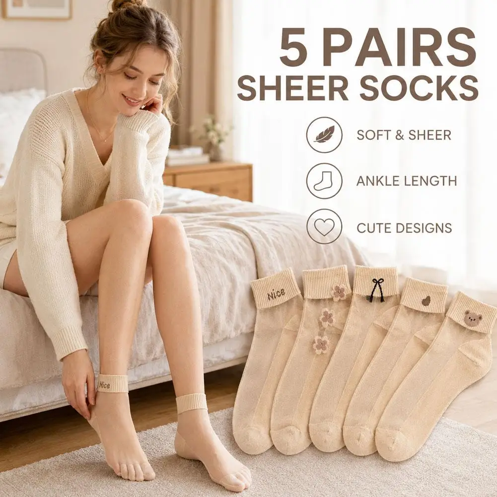 Children's Zippered Sock Bag Crystal Design Breathable Cotton Bottom Spring Summer Short Tube Boat Socks for Women Transparent