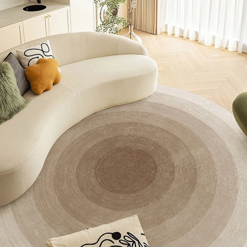 Gradient Color Round Rug Modern Minimalist Carpets for Living Room Cream Style Bedroom Decor Plush Carpet Fluffy Soft Thick Mat