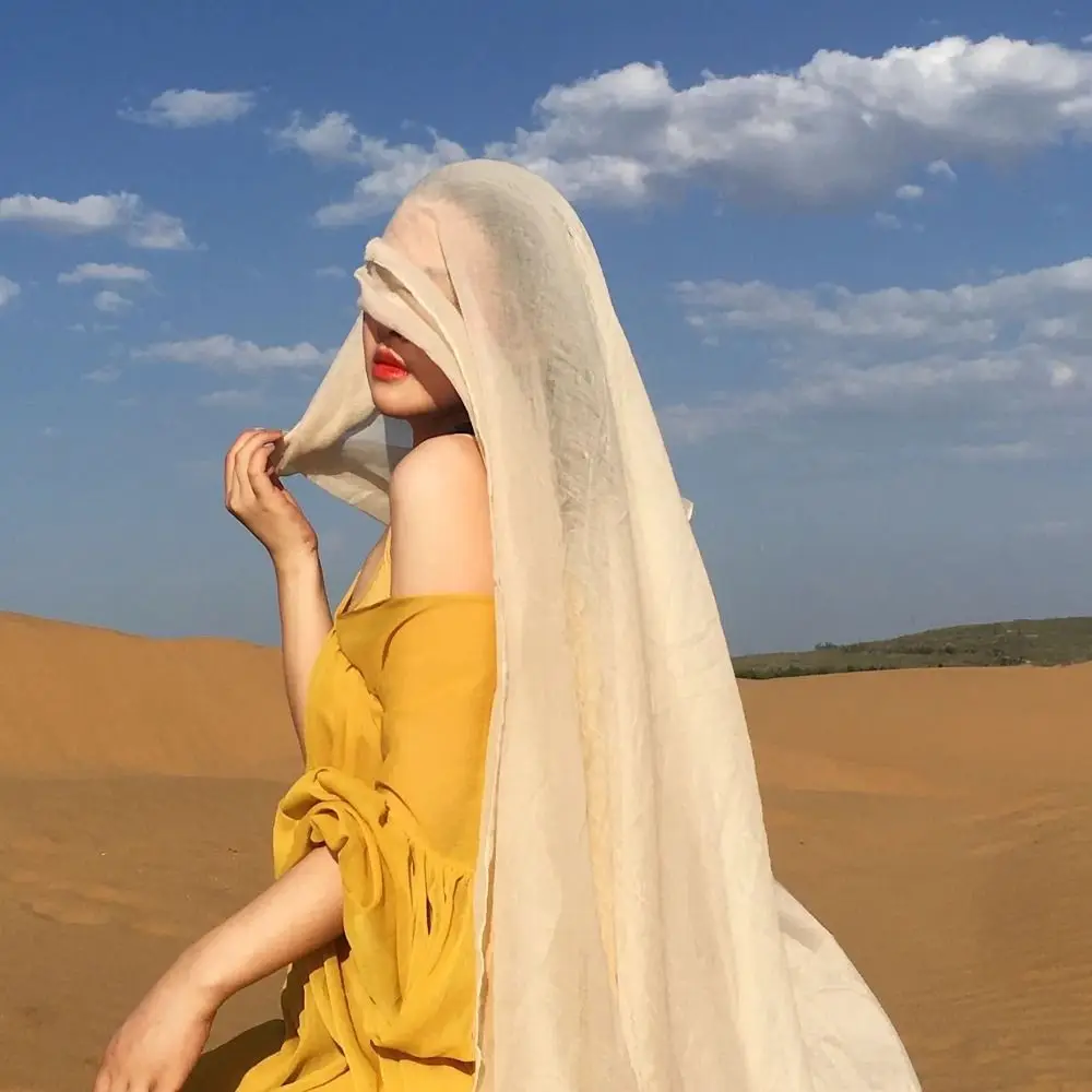 

Модный богемный шелковый шарф-платок в корейском стиле, сетчатый шейный платок, прозрачный солнцезащитный хиджаб, декоративная накидка для платья