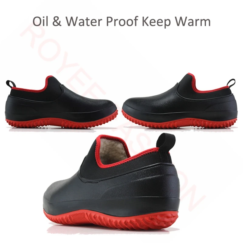 kitchen work shoes for Men Rain Boots Waterproof Shoes Flat Clogs Garden Shoes Kitchen Shoes kitchen chef boots zapatos size 49