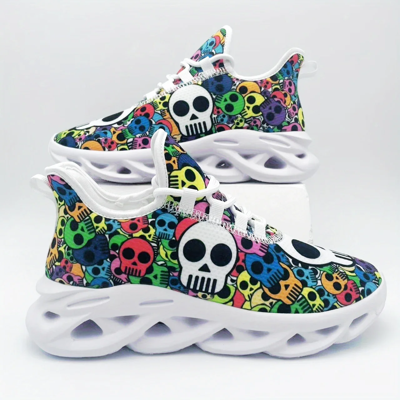 Colorful skull casual sports shoes men's and women's running shoes lightweight mesh shoes - view 4