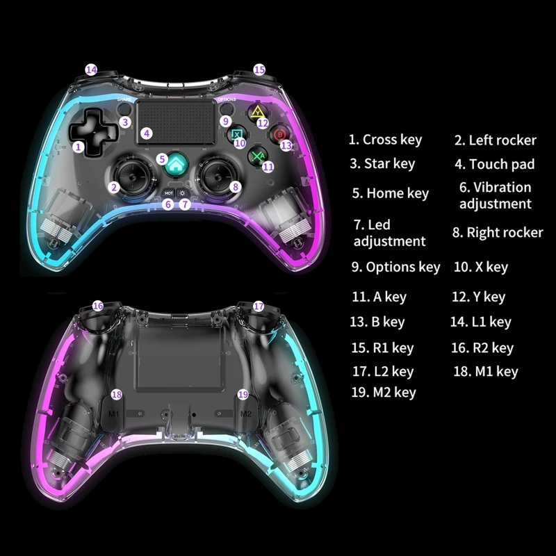 트리거 게임 컨트롤러 조이스틱 무선 게임패드 스위치/PS4/PS3/PC 모바일폰용