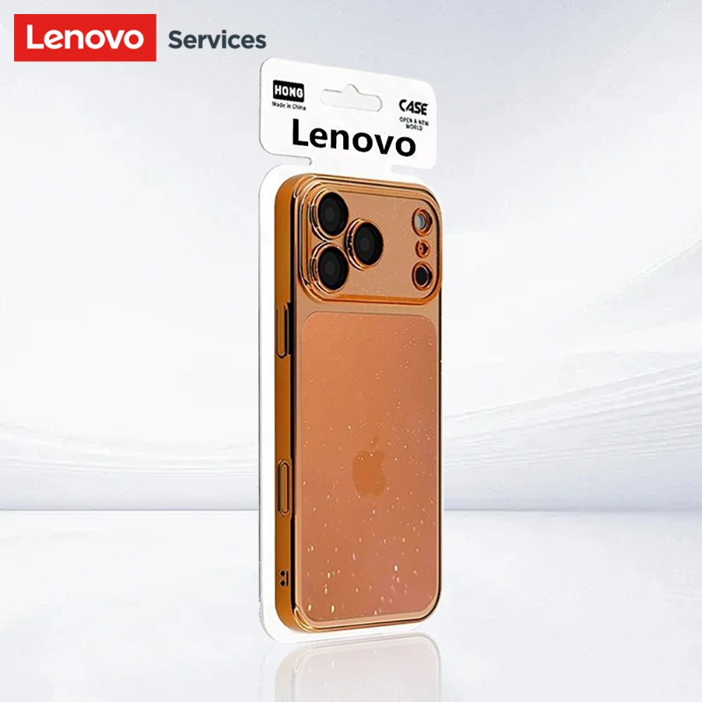 Lenovo – coque de téléphone en Silicone souple, Ultra fine, à paillettes claires, pour iPhone 17 Air 16 15 14 Pro Max, transparente, brillante, couleur unie