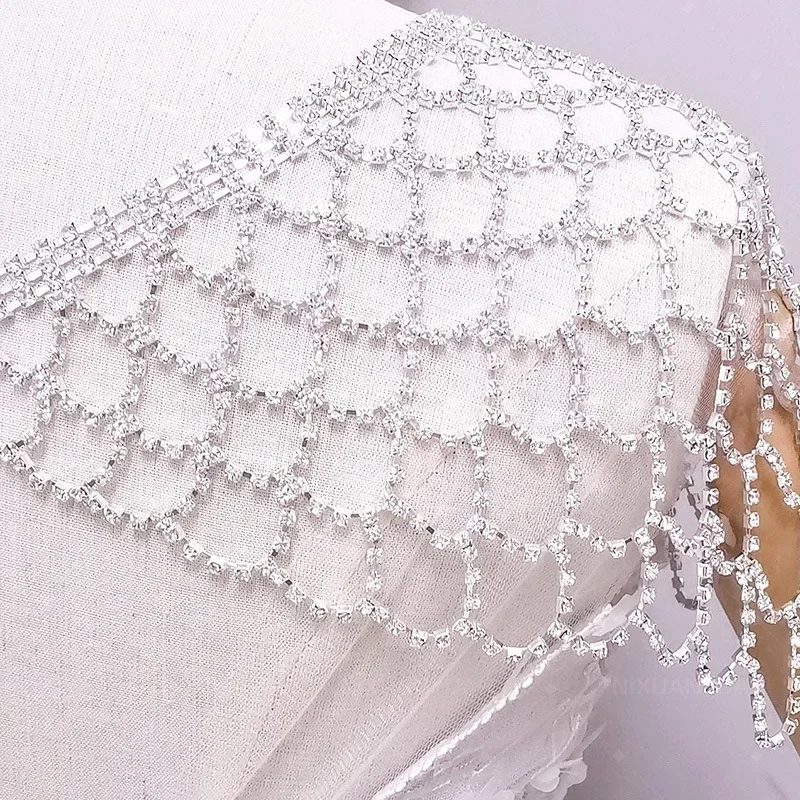 Casaco De Noiva Com Strass Para Mulheres, Acessórios De Casamento, Capa De Bolero See-through, Estolas, Vestidos De Festa De Noiva, Shrugs