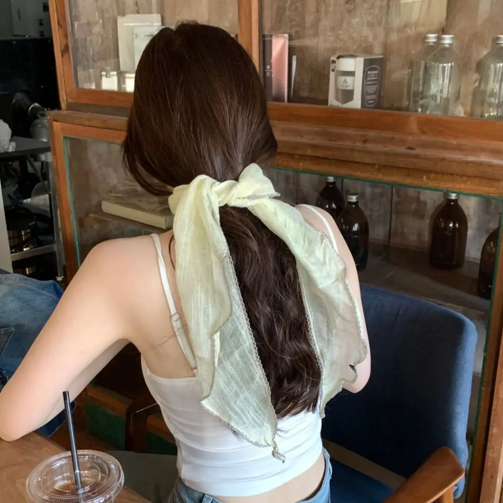

Sweet Cotton and Linen Fresh Small Scarf Turban Vintage Triangular Hair Band Colorful Neckerchief Korean Shawl Scarf Vacation