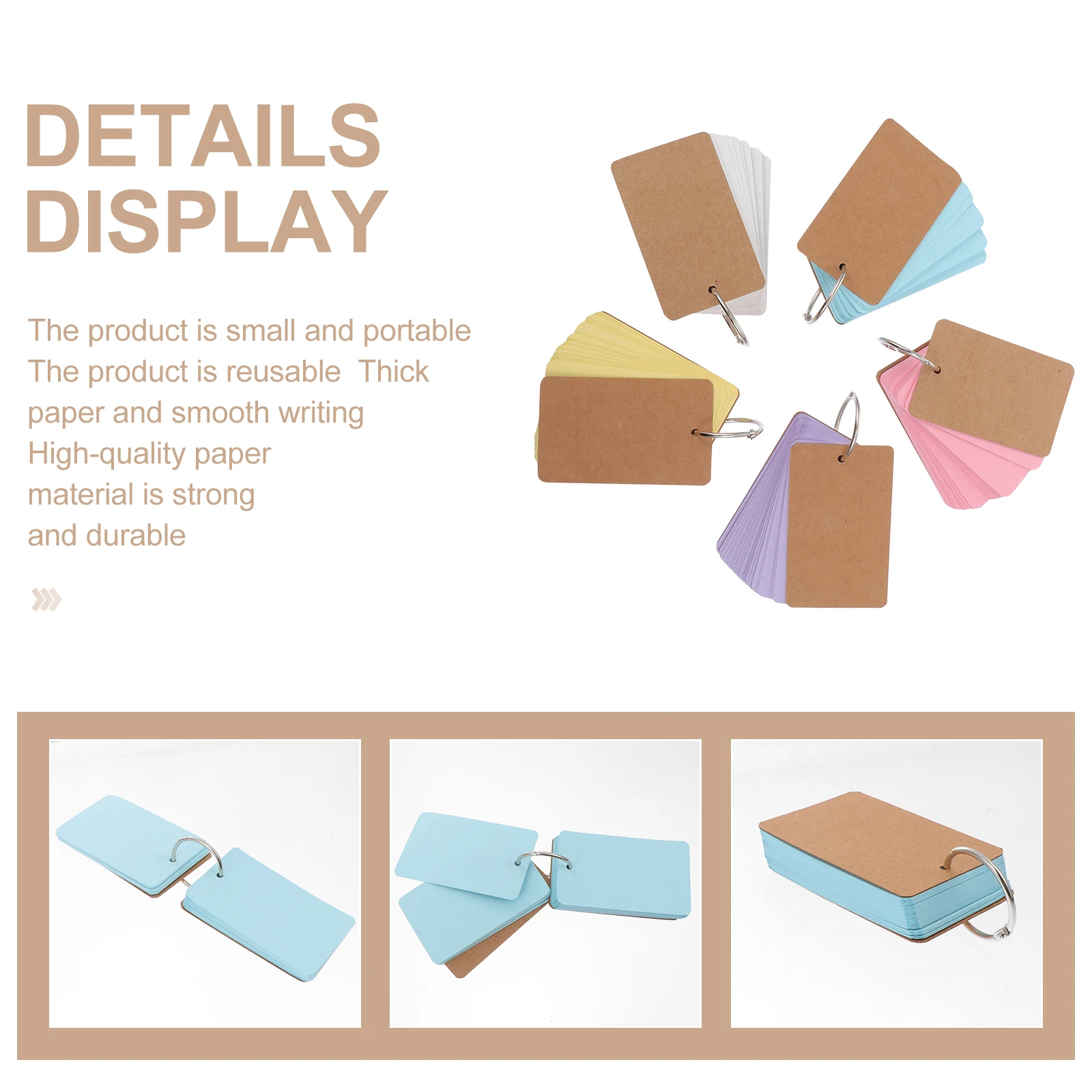 

5 Pcs Handwritten Memory Card DIY Cards English Word Message Stationery Small Note Blank Colored