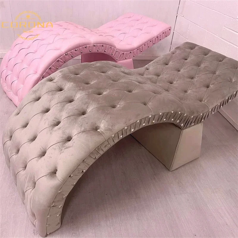 Luxury Pink Salon Beauty Bed Curved Lash Bed for Facial Beauty Salon