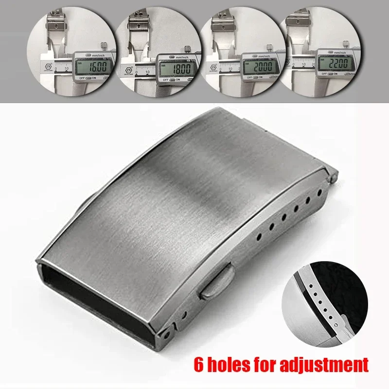 Watchdives Watch Clasp 16mm 18mm 20mm 22mm Silver Folding Safety Milled Clasp Replacement Stainless Steel Deployant Watch Buckle