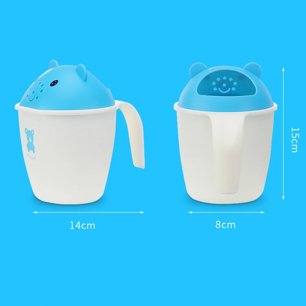 كوب شطف حمام الطفل على شكل دب كرتوني، شامبو أزرق، رشاش سهل الاستخدام لحماية العين، تصميم متين وسميك