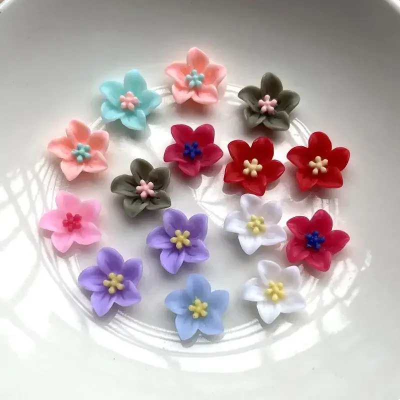 100 pcs / batch of new flower resin beads for DIY hairpin jewelry making accessories wedding decoration flower shaped Scrapbook