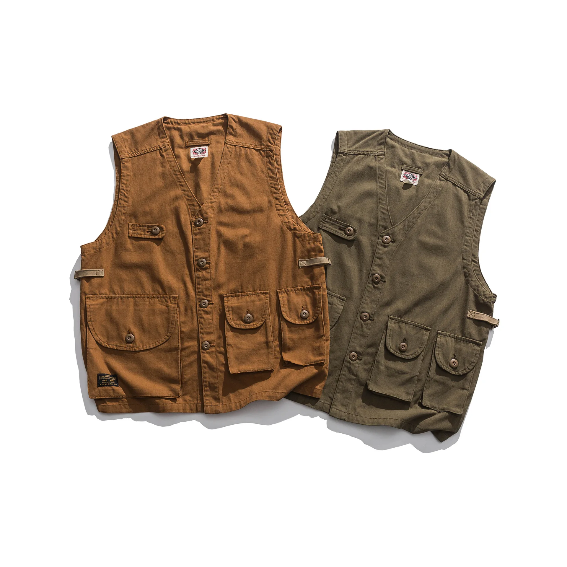 

H-5015 Men's Vintage Multi-Pockets Heavyweight Sleeveless Vest Military Style Army Green High Quality Outdoor Fashion Waistcoats