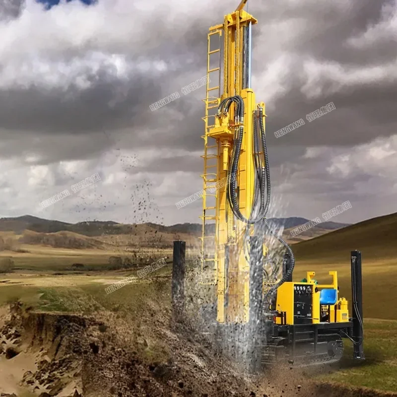 Excavator Diamond 300m Water Well Drilling Rig Deep Well China Trailer Air Compressor Pneumatic Rock