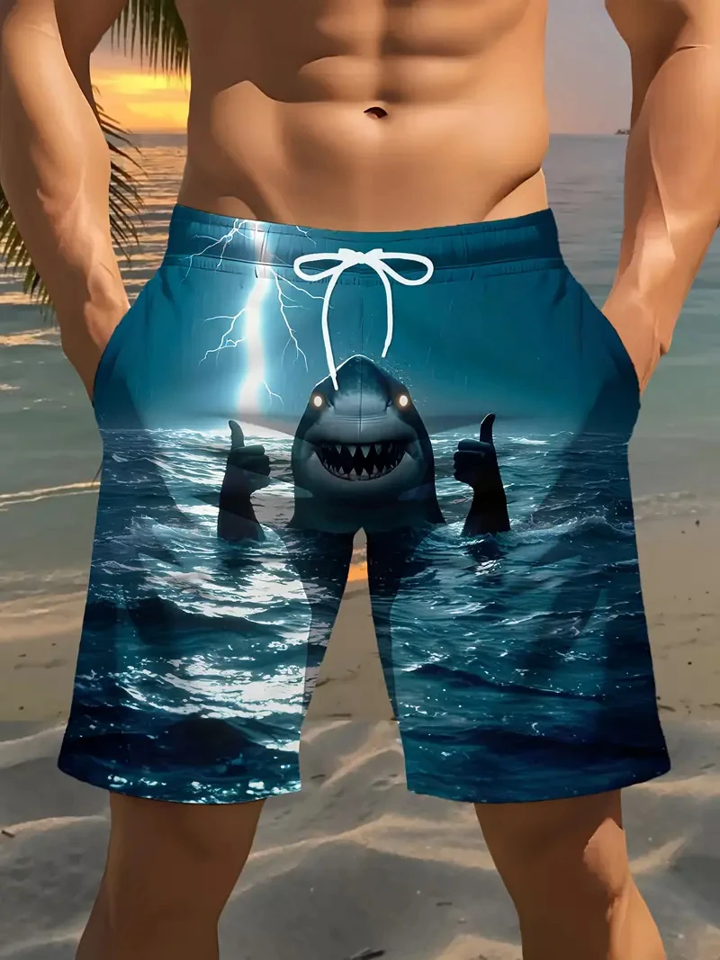 Pantalones cortos de playa para hombre, pantalones cortos de natación con estampado de tiburones 3D para hombre, ropa de calle de verano, bañadores Harajuku Y2k de secado rápido, triangulación de envíos