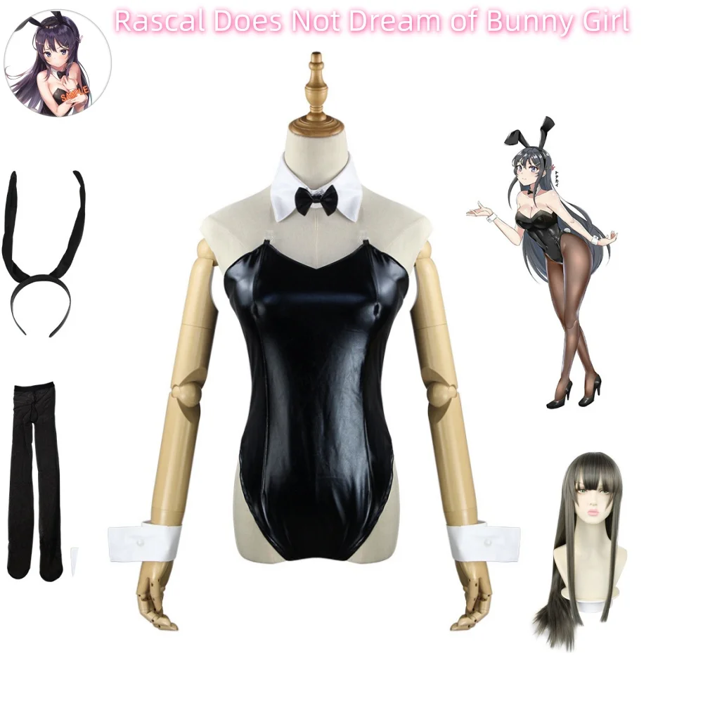 Sakurajima Mai Cosplay Costume for Girls Halloween Women Mai Black Sexy Jumpsuit Rascal Does Not Dream of Bunny Girl Senpai Cos