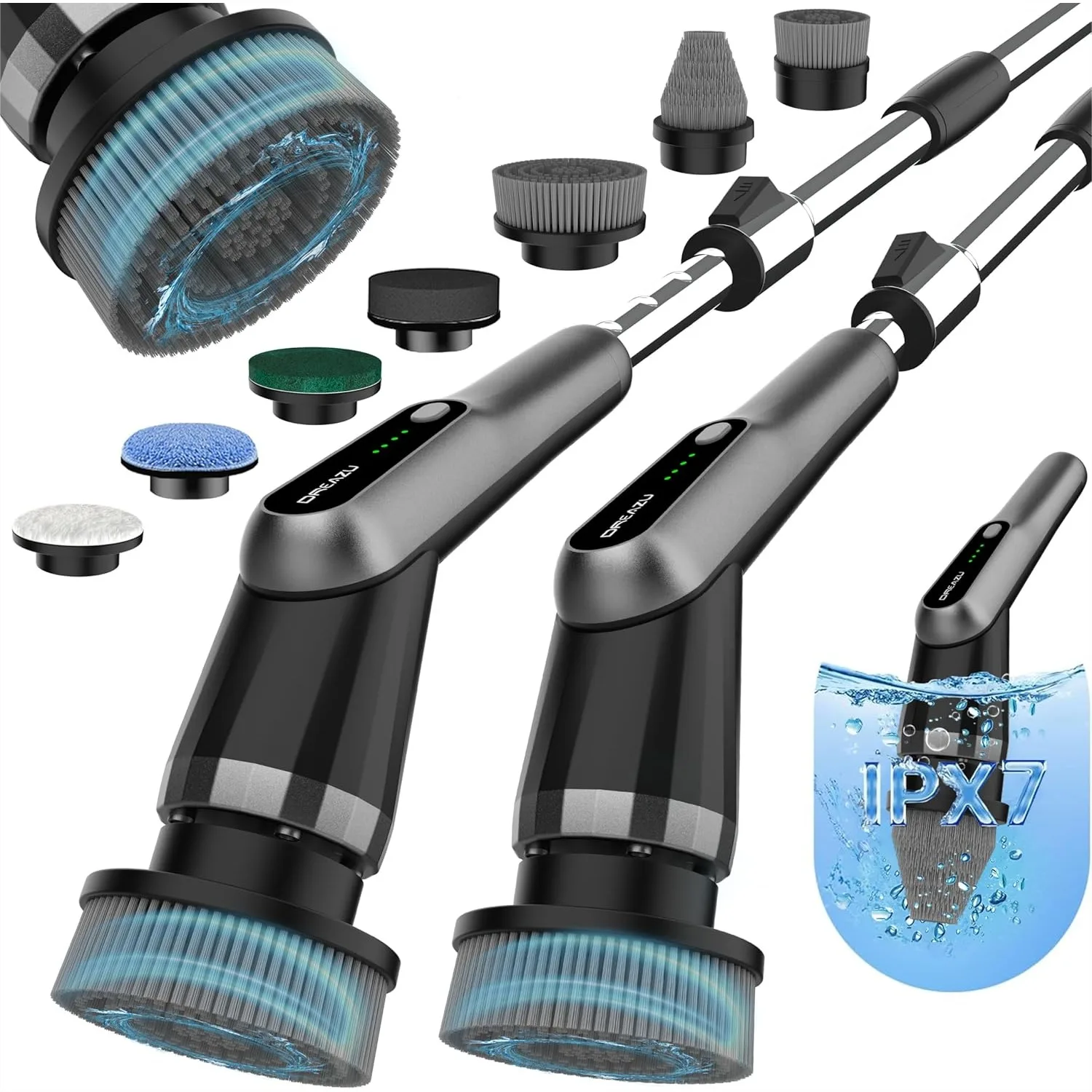 

Electric Spin Scrubber 10-in-1 with Retractable Handle, 2-Speed for Bathroom, Kitchen, Tile Floors, Eco-Friendly Design