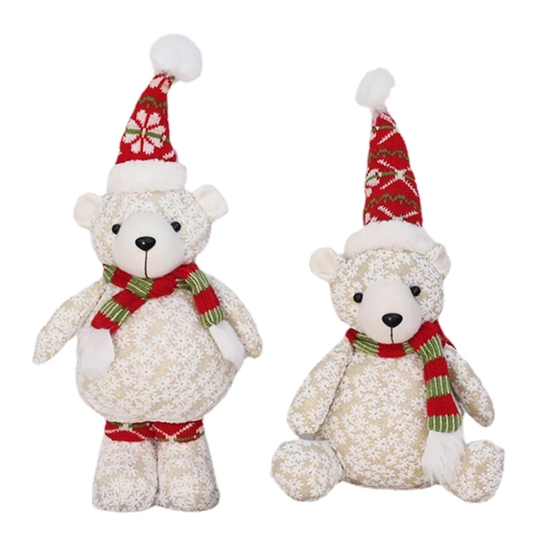 15/16’’ Christmas Bear Scandinavian Polarbear for Doll Festival Holiday Decor Home Table Tree Decoration Party Props D5QF