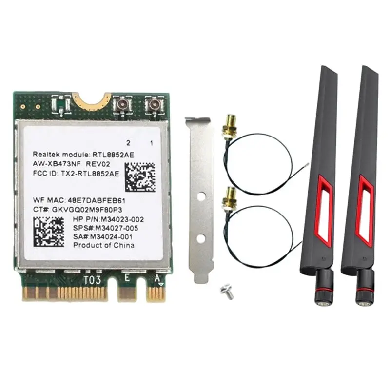 

【Price Drop !!】RTL8852AE Wifi 6 Network Card M. 2 NGFF Adapter 10Dbi External Antenna 1800M Wireless Wifi Module For Windows 10/