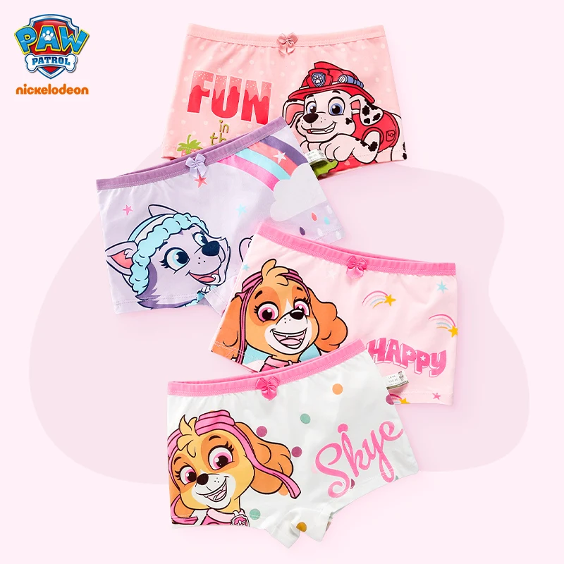 4pcs Genuine Paw Patrol Girls Boxes Children Cotton Underwear Cute Printing Panties Kids Short Girl Underpants Briefs 2-8T