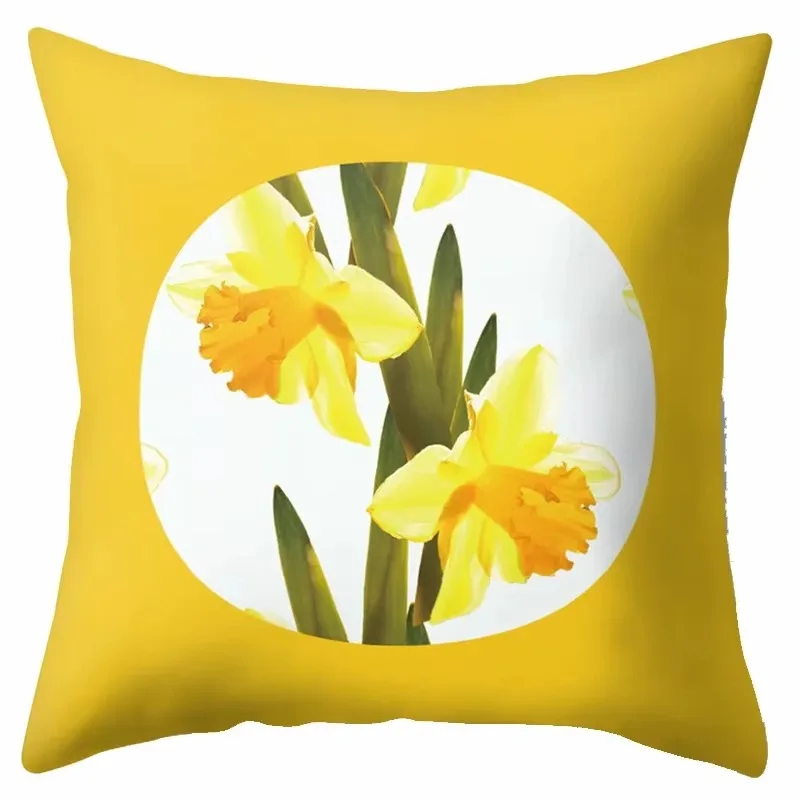 Plant Flower Cactus Decorative Cushion Cover Sofa Chair Pillowcase Home Decor Polyester Pillow Cover 45X45CM Fundas De Cojin