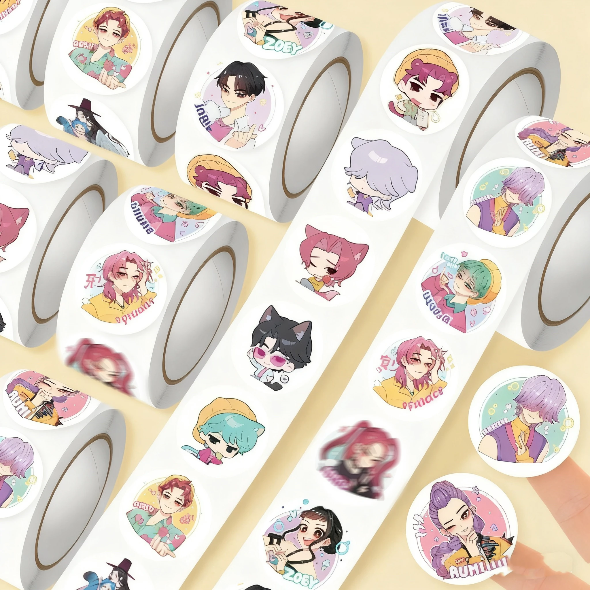Korea-Exclusive Bestseller: 【Kopo Witch Hunt Squad】 Cute Cartoon Popular Roll Stickers, 2D Stickers for Notebook Decoration