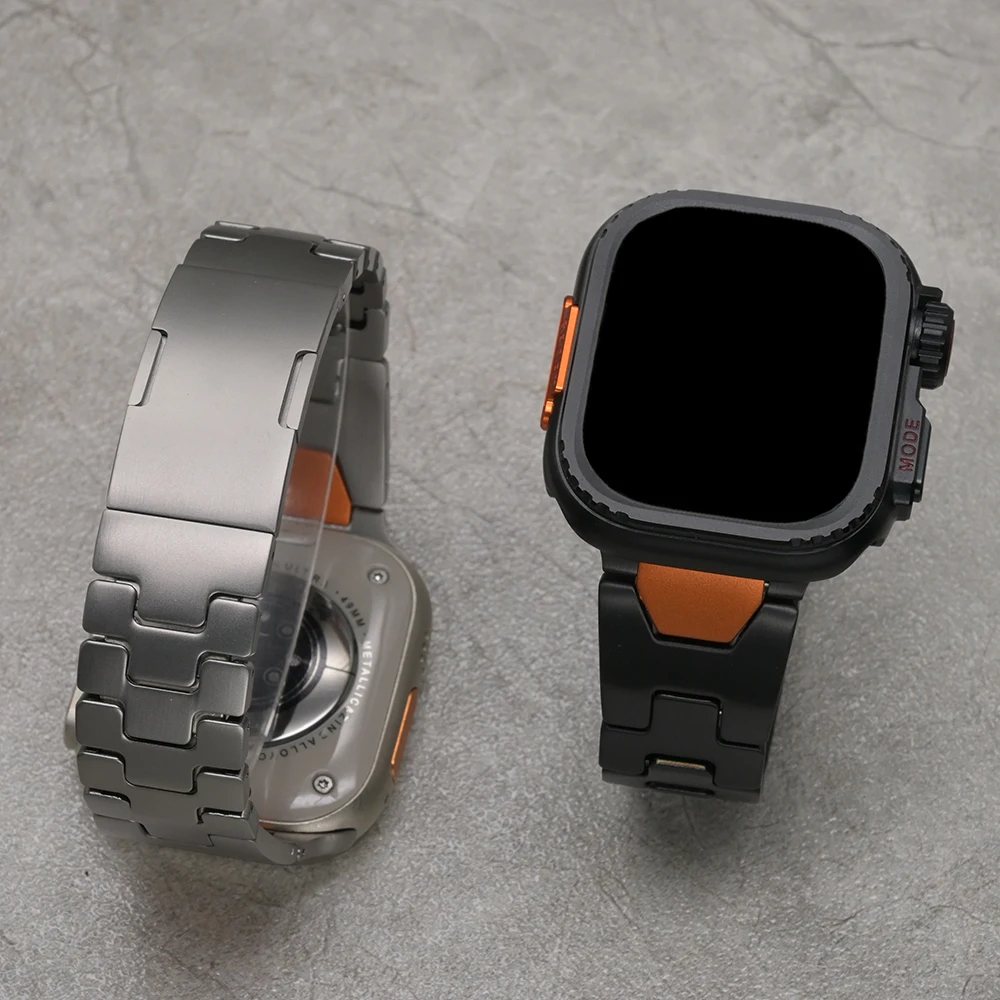 Pulseira de aço inoxidável para apple watch band ultra 2 49mm pulseira de metal de luxo para iwatch série 10 9 8 7 6 5 4 se 46mm 45mm 44mm