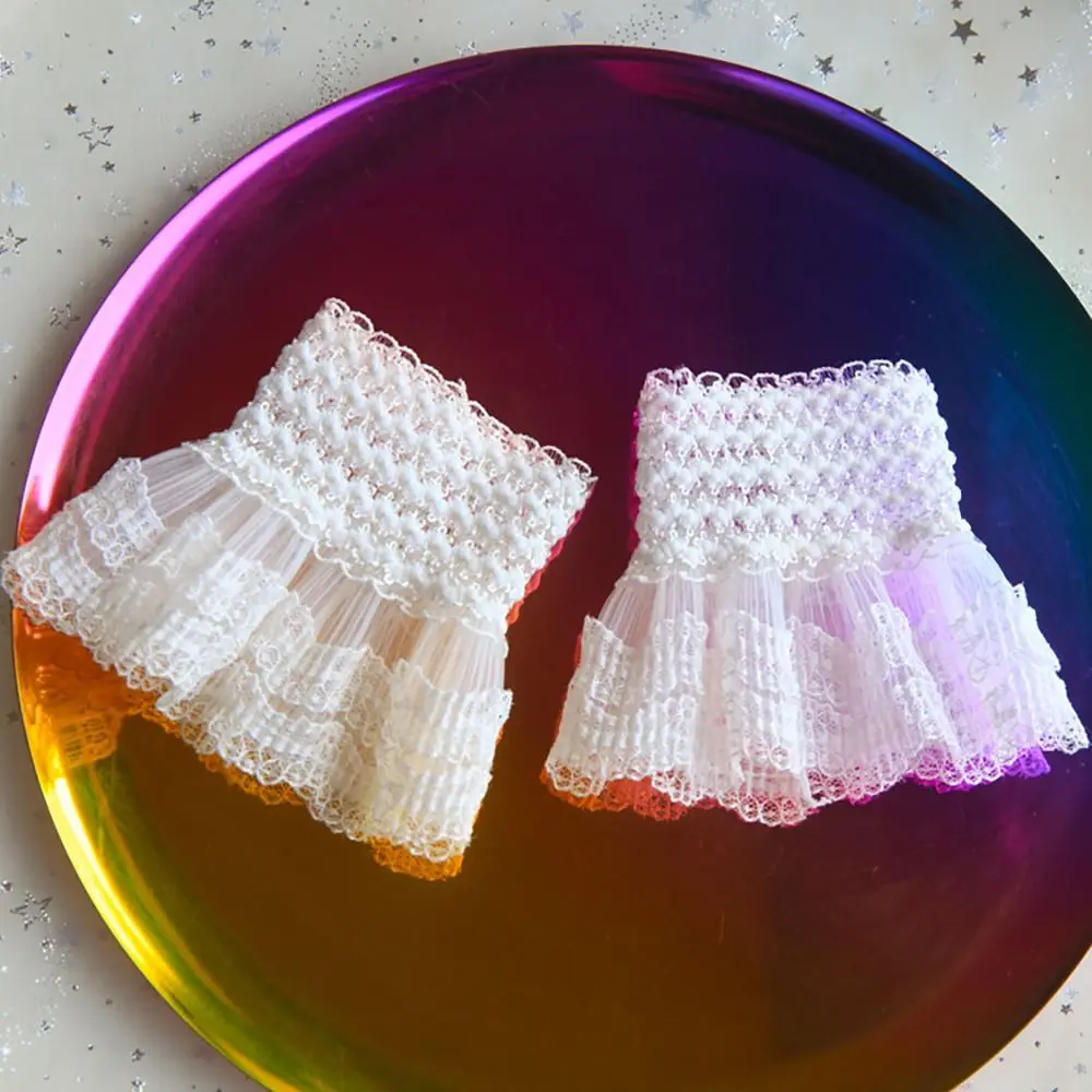 1Pair Spring Autumn Scar Cover Sweater Decorative Arm Cover Lace Cuffs Ruffles Elbow Sleeve Detachable Sleeve Cuffs Fake Sleeve