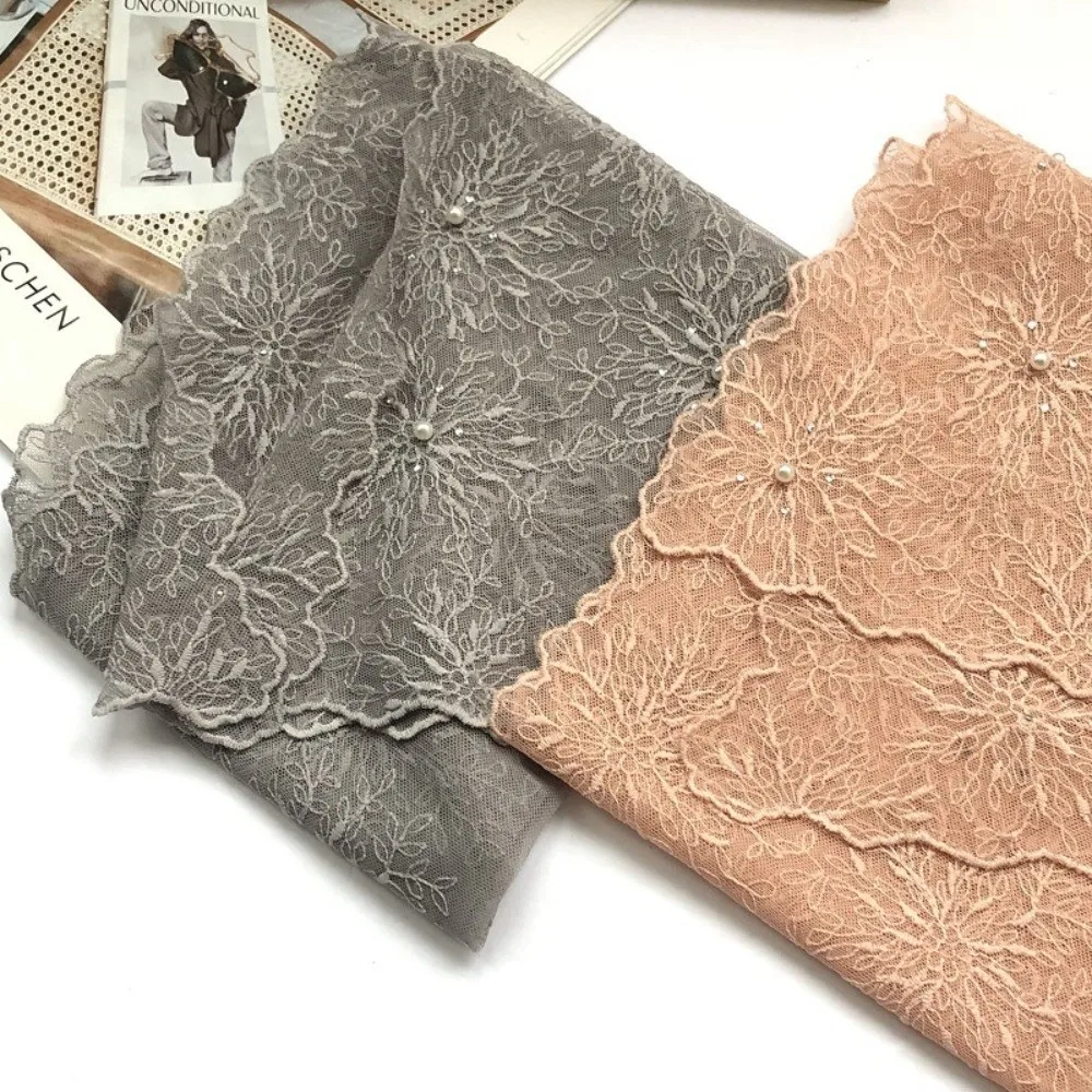 Versatile Retro Lace Scarf 130×30cm Literary Style Embroidered Scarf Embroidered Flower Elegant Headscarf for Women