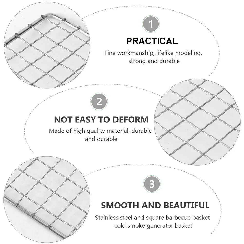 

2pc BBQ Mesh Grill Nets Stainless Steel Large Capacity Even Heat Distribution Portable Outdoor Cooking Supplies