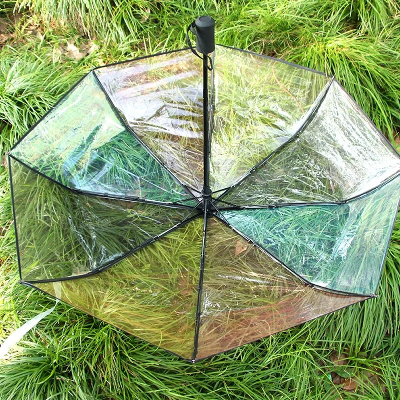 umbrella Colorful transparent automatic umbrella Travel lightweight folding umbrella Wind and rain resistant three fold umbrella